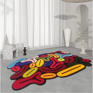 创意艺术ins风地毯客厅撞色不规则卧室书房地垫个性彩色防滑地毯