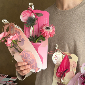 母亲节梦瓶花影系列康乃馨郁金香单支手提仿真花瓶鲜花花束手提盒