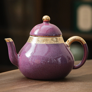 钧窑梨形壶茶壶过滤茶壶家用陶瓷防烫单壶功夫茶具配件泡茶壶