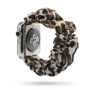 现货 适用于苹果iWatch新款手表带豹纹印花发圈表带 欧美时尚表带