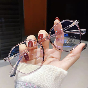 防辐射抗蓝光眼镜女网红款透明近视眼镜框素颜圆脸大框眼睛韩版潮