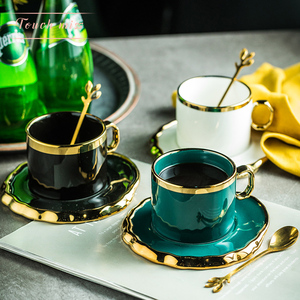 TOUCH MISS欧式小精致咖啡杯碟家用陶瓷下午茶杯金边小奢华咖啡杯