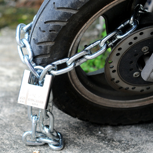 家用把手加粗自行车锁小号连条锁山地车汽车锁实用通用铁链链条锁