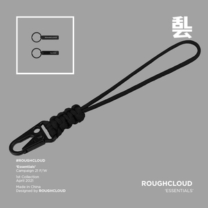 ROUGHCLOUD黑色钥匙扣编织伞绳腕绳短款挂绳证件短款防丢短绳