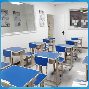 中小学生高中教室单人课桌椅投标双人可升降学校儿童学习桌椅凳子