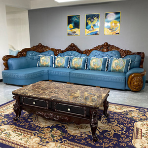 欧式布艺沙发U形组合双贵妃高档奢华大户型客厅整装科技布沙发