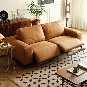 可调节真皮电动沙发客厅轻奢头层牛皮双人位伸缩小户型功能沙发