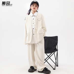 儿童街舞潮服宽松西服套装男女团韩舞衣服少儿hiphop元旦表演出服