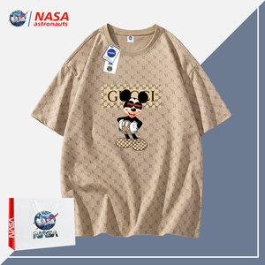NASA联名短袖T恤男夏季潮牌米老鼠情侣半袖美式复古宽松纯棉上衣