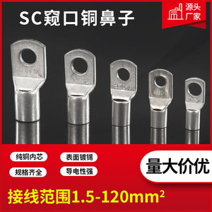 SC紫铜窥口鼻子SC6 SC16 SC25 SC50 加厚国标冷压端子SC10-6/8/10