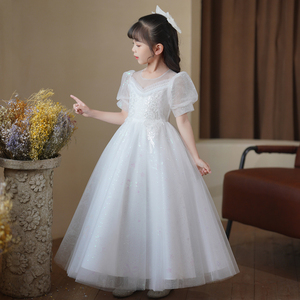 公主裙女童儿童白纱2024新款礼服高端洋气钢琴演出服蓬蓬纱连衣裙