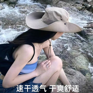 帽子女款户外登山防晒西部牛仔太阳帽男夏鱼夫迷彩大檐新款春天潮