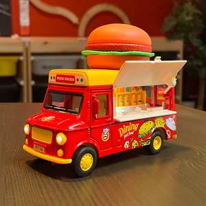 儿童扮家家酒玩具车冰淇淋雪糕汉堡厨房快餐巴士音乐回。合金车模