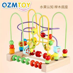QZM/巧之木数字水果绕珠儿童益智启蒙串珠锻炼手眼协调木制玩具
