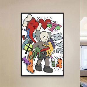 手工填色diy数字油画动漫kaws熊 创意手绘涂鸦油彩画卧室装饰挂画