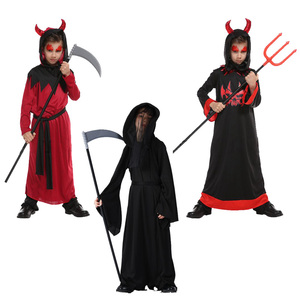 万圣节儿童服装男童cosplay 化妆舞会地狱使者死神撒旦恶魔衣服