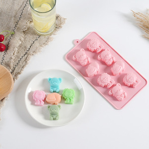 卡通小熊狮子硅胶制冰格冰块果冻巧克力钵仔糕手工皂蛋糕烘焙模具
