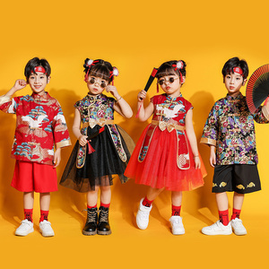 六一儿童演出服中国风喜庆舞蹈服男童汉服女童蓬蓬裙国潮表演服装