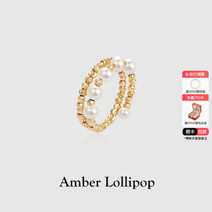 【明星同款】安铂洛利淡水珍珠戒指女小众设计镀k金蹦迪珠食指戒