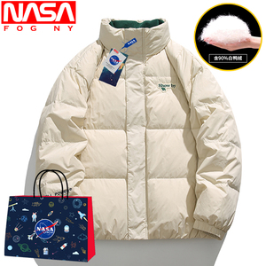 NASA旗舰店情侣羽绒服冬季防风防水保暖立领外套90白鸭绒抗污衣服