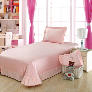 全棉床单被套儿童卡通纯棉四件套小女孩床笠式粉色被罩1.5公主床