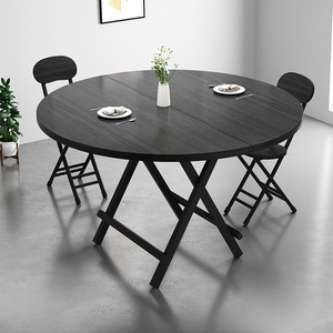 圆桌可折叠桌家用餐桌小户型出租屋简易长桌户外摆摊便携吃饭桌子