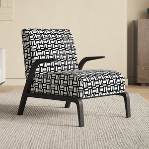 意式极简单人休闲沙发椅轻奢客厅设计师原木复古北欧简约实木椅子