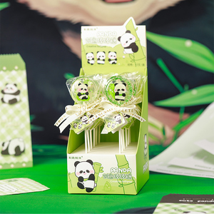 无蔗糖创意网红国宝熊猫照片糖可爱卡通造型熊有成竹高颜值棒棒糖