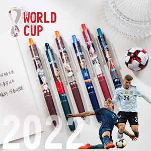 2022FIFA卡塔尔世界杯按动中性笔足球明星周边卡通帅气C罗梅西姆巴佩内马尔德容高颜值学生用黑速干0.5刷题笔