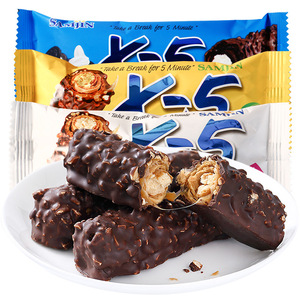 【韩国进口】X5巧克力棒花生夹心长条代可可脂三进休闲零食36g