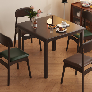 全实木餐桌方桌家用小户型可折叠伸缩饭桌正方形客厅简约桌椅组合