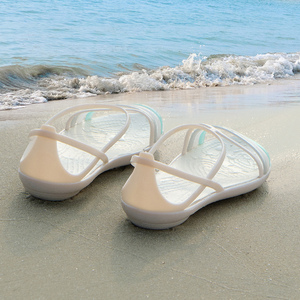 蕾丽卡洛驰塑料凉鞋女防水平底夏季沙滩鞋大码孕妇软底水晶果冻鞋