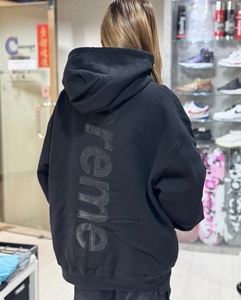 supreme fw23 潮牌新款竖排字母绣花LOGO情侣帽衫连帽卫衣外套