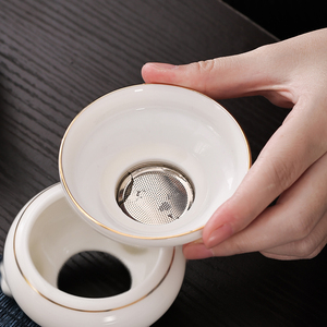 茶漏茶滤创意陶瓷过滤网过滤器功夫茶具配件羊脂玉白瓷泡茶漏斗