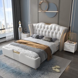 高端现代简约真皮床1.8米双人床美式轻奢软床1.5储物欧式主卧婚床
