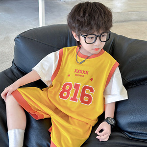 男童夏装套装2024新款儿童运动速干篮球服男孩夏季宽松透气衣服潮