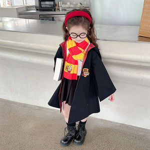女童巫师魔法长袍斗篷万圣节cos演出服装儿童哈利波特学院风外套