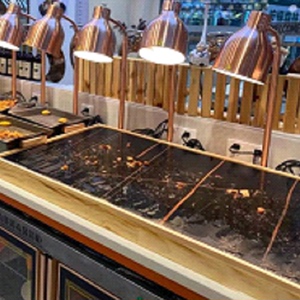自助餐巴西烤肉盘子酒店商用明档展台烤肉加热展示台石板木台组合