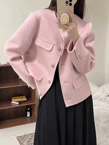仙子推荐~女装圆领小香风双面羊绒短款外套#0943