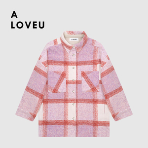 A LOVEU官网 高级感超好看粉红色羊毛呢大衣女2023冬季中长款外套
