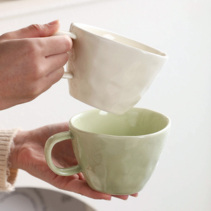 高颜值马克杯陶瓷水杯家用喝水杯大容量奶油风早餐杯酸奶杯燕麦杯