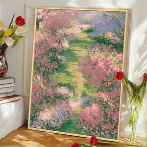 莫奈花园高级感数字油画diy填充涂色手工手绘花卉风景丙烯装饰画