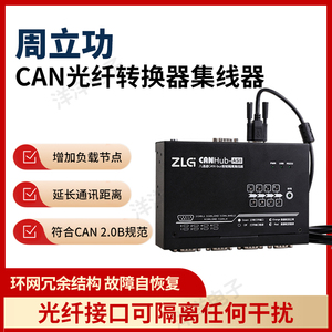 周立功zlg智能CAN光纤转换器集线器2双路CANHub-AF1S12通讯模块