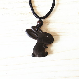 天然黑檀紫檀兔子项链吊坠手链 包饰挂件木饰品 可订做 男女礼物