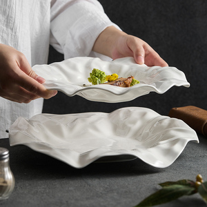 白色菜盘子2024新款高级感糕点摆盘创意西餐意境菜餐具陶瓷沙拉盘