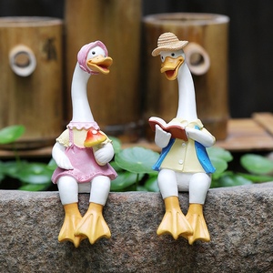 田园可爱卡通情侣鸭子树脂摆件创意动物造型装饰庭院花园造景摆设
