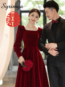 敬酒服新娘红色小礼服裙女宴会气质平时可穿年会订婚优雅连衣裙