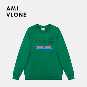 Ami vlone 官网品牌绿色卫衣女2023新款菠萝高级感超好看情侣上衣