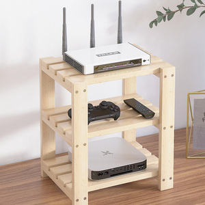 实木路由器散热架桌面简约收纳打印机无线wifi放置架子松木置物架
