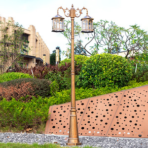 太阳能庭院灯户外路灯欧式双头3米高杆灯家用小区花园别墅景观灯